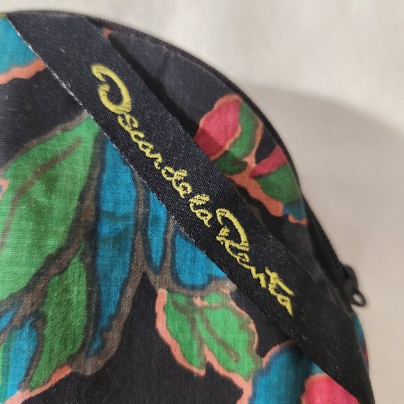 Vintage Oscar de la Renta Floral Print Zip Close Travel Toiletry Cosmetic Bag - Picture 3 of 12